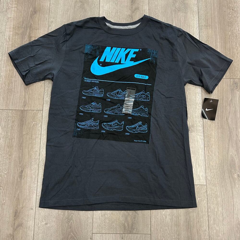 New Nike A Brief History of Air Max Gray Tee T Shirt size Large L B22